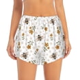 thumbnail image 2 of Rateoe Bees And Flowers Printed 2 in 1 Women's Workout Shorts for Athletic Gym Running Shorts with Phone Pockets-X-Large, 2 of 7