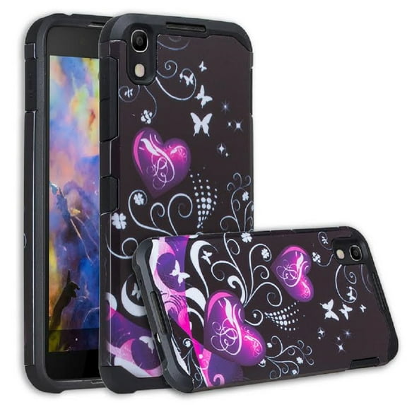 Compatible for Alcatel Idol 4 / Alcatel Nitro 4 / BlackBerry DTEK50 / BlackBerry Neon/BlackBerry Hamburg Case, SOGA [Astro Guard Series] Hybrid Armor Cover Protector Case - Black Heart