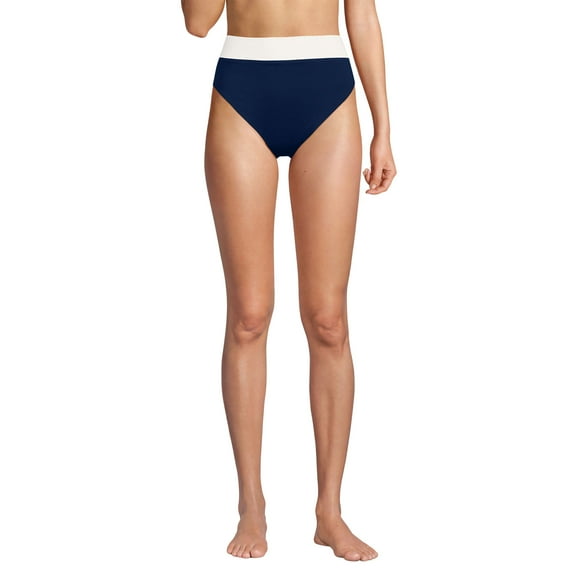 Lands' End Women's Reversible Ultra High Leg High Waisted Bikini Swim Bottoms