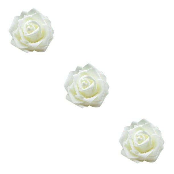 Paquete de 50 flores artificiales Cateissary espuma PE simulación rosas decoraciones boda compromiso crema Blanco CBP280446