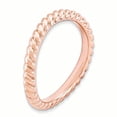 thumbnail image 3 of 925 Sterling Silver Pink Plate Wave Stackable Ring Curved, 3 of 7