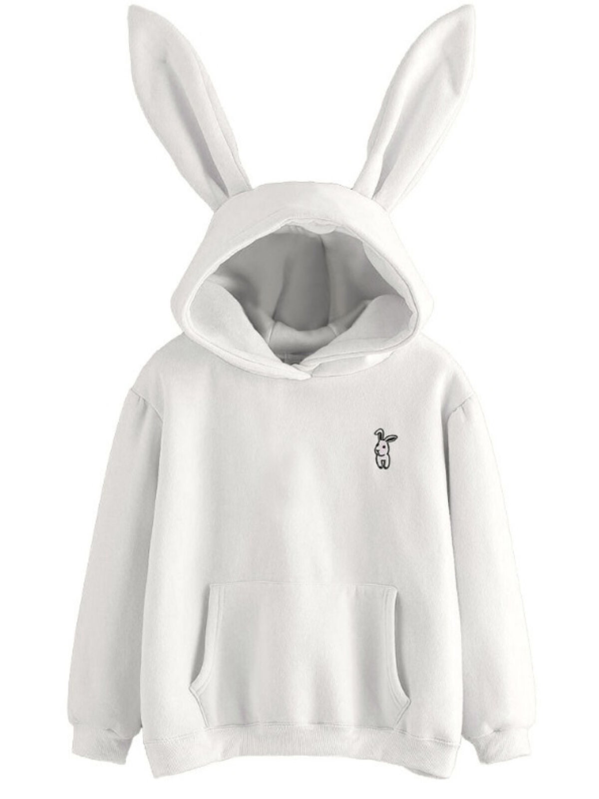 Rabbit Mens Fashion Loose Pocket Long Sleeve Hooded Sweatshirt Pullover