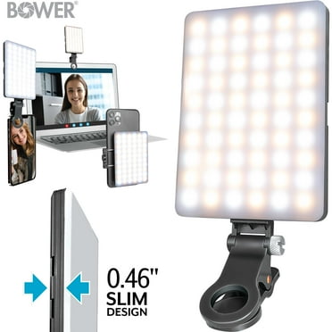 Bower Clip-on Snap Light for Streaming, Selfies & Remote Work - USB-C, 8-Level Brightness, Black