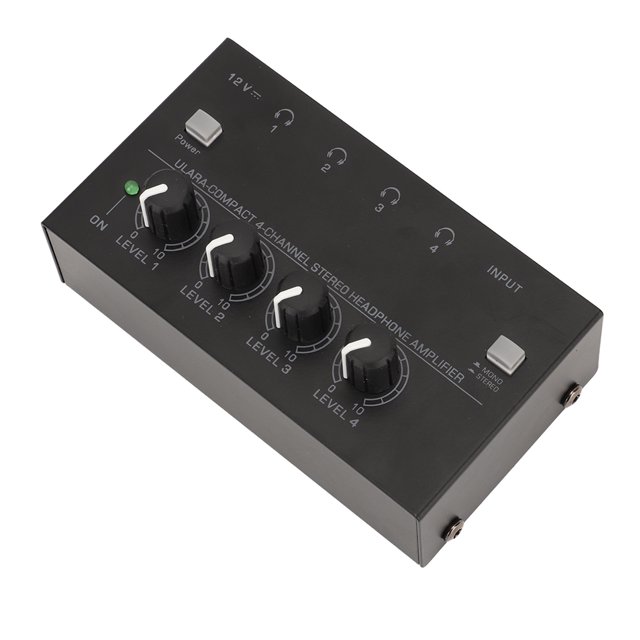 4 Way Headphone Amplifier Home Audio Amplifier Stereo Receivers Metal Stereo Audio Amplifier For Studio Stage Applications 100‑240V UK Plug