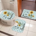 thumbnail image 5 of Sunflower Flower Bathroom Rugs Set You Are My Sunshine Bee Spring Plant Green Plaid Non Slip Absorbent Soft Bath Mats 3 Piece Set with Bathroom Rug, U-Shaped Floor Mat, Toilet Seat Cover Large Size, 5 of 9