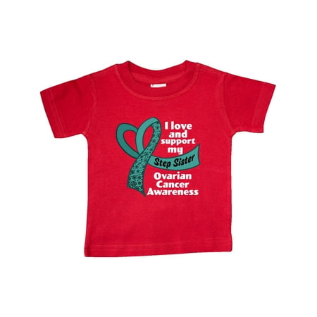 

Inktastic I Love and Support My Step Sister Ovarian Cancer Teal Ribbon Gift Baby Boy or Baby Girl T-Shirt