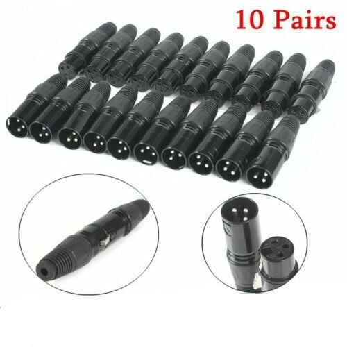 10Pair Xlr Dmx 3 Pin Male&Female Mic Snake Plug Audio Microphone Cable Connector