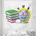 thumbnail image 1 of Nerd Tapestry, Student Clock Stopwatch Nested Books in Colorful Cartoon Style Reading Themed, Fabric Wall Hanging Decor for Bedroom Living Room Dorm, 5 Sizes, White Multicolor, by Ambesonne, 1 of 1