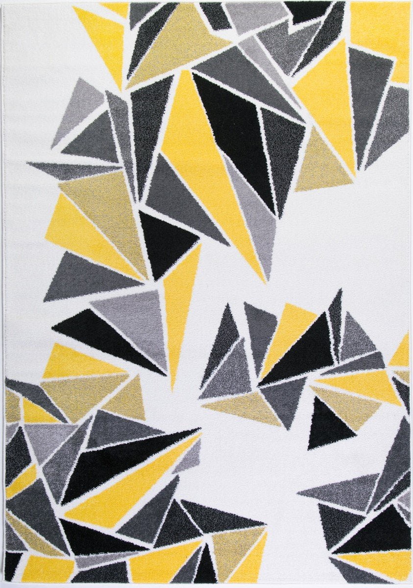 Triangles Geometric Pattern Stylish Area Rug Carpet in Cream Yellow