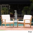 thumbnail image 4 of Noble House Peyton Outdoor Wooden Club Chairs w/ Beige Cushions (Set of 2), 4 of 12