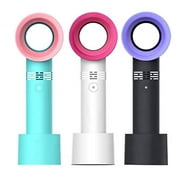 NSA USB Rechargeable Portable Bladeless Fan Handheld Mini Cooler No Leaf Handy Fan with 3 Fan Speed Level Indicator