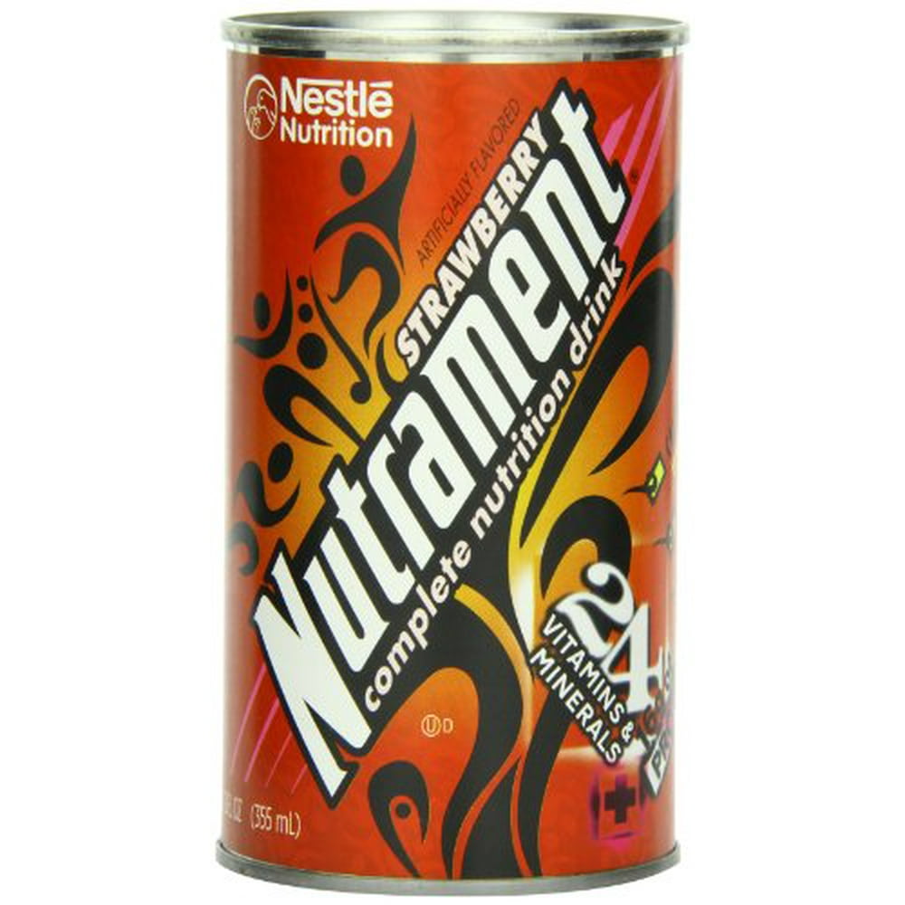 Nutrament Energy and Fitness Drink, Strawberry, 12 Ounce Cans (Pack of