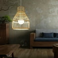 thumbnail image 2 of Rattan Lamp Shade Rattan Chandelier Lampshade Light Fixture Living Room Table Cover Art Craft 18cmx26cm, 2 of 8