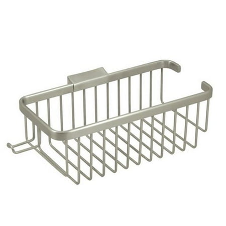 

10 in. Rectangular Shampoo Wire Basket with Hook Satin Nickel - Solid Brass