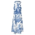 thumbnail image 4 of Blue and White Toile de Jouy Long Dress loose wom's dress cute dress Wom's long ladies dresses for wom02, 4 of 6