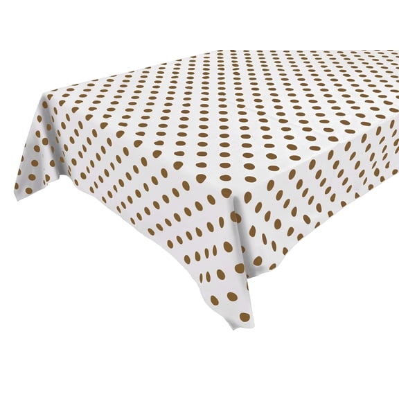 Cotton Tablecloth Polka Dots Print / Brown Dots on White