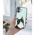 thumbnail image 5 of WIRESTER Shockproof Soft Rubber Cover Case for Apple iPhone 17 6.3" 2025, Black White Tuxedo Cat On Aero Blue Background, 5 of 5
