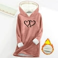 thumbnail image 2 of Feancey Cute Hoodies for Women Heart Graphic Pullover Sweatshirt Winter Fleece Lined Thermal Tops Hooded Long Sleeve Loungewear Pajamas Pink S, 2 of 4