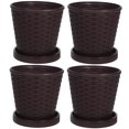 thumbnail image 1 of KAKOWELY 4 Sets Balcony Planting Pot Drainage Hole Coffee Rattan Woven For Succulent Lovers, 1 of 8