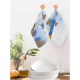 thumbnail image 2 of Blue Ombre Floral Kitchen Dish Towels for Drying Dishes Set of 2, Spring Flowers Modern Art Waffle Weave Microfiber Hand Tea Bathroom Towels Quick Dry & Absorbent Towel 12x12, 2 of 7