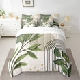 thumbnail image 2 of Manfei Natural Plant Leaves 7-Piece Twin Bedding Sets,Abstract Geometric Strpied Bedding Comforter Set,Green White Black Sheet Sets For Adult,Super Cozy Room Decor Reversible, 2 of 8