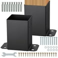 thumbnail image 1 of VEVOR 4x4 Post Base 2 Pcs, Inner Size 3.6"x3.6" Post Base Brackets, Heavy Duty Powder-Coated Post Anchor Matte Black Wood Post Brackets for Pavilion Deck Railing Support Deck Base Plate, 1 of 9