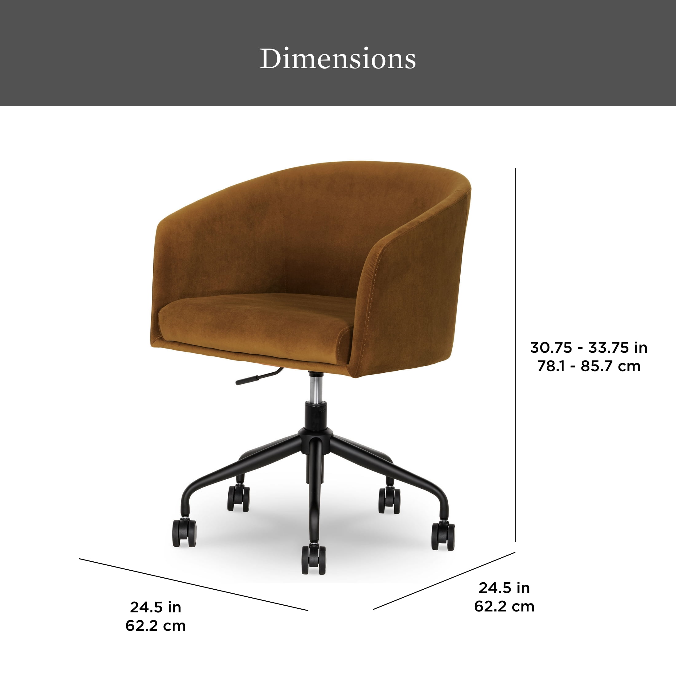 Better Homes & Gardens Wyatt Velvet Office Chair, Ochre