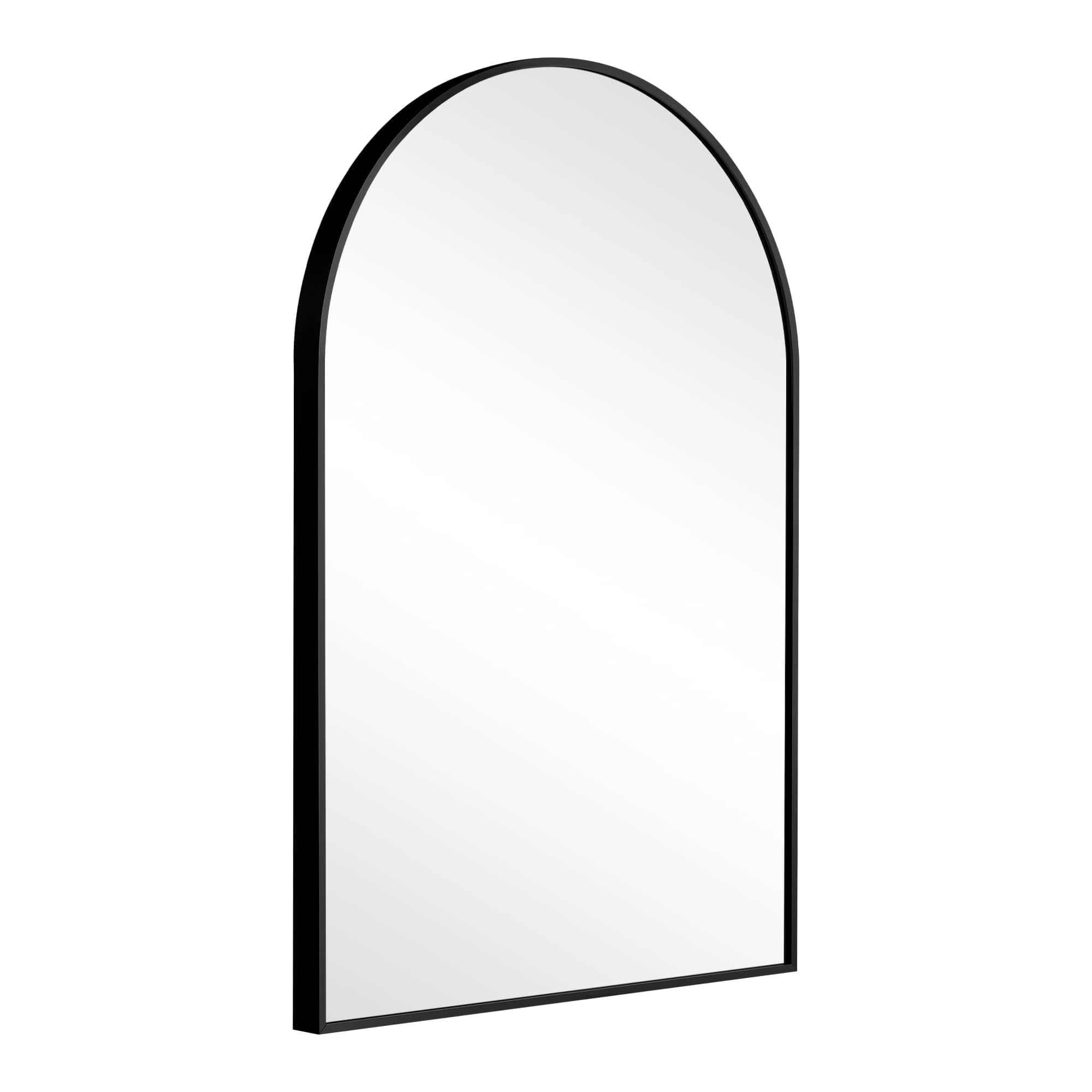 36"x 24" Aluminum Alloy Thin Edge Arched Bathroom Hanging Mirror,Black