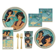 Aladdin Party Supplies Decorations Princess Jasmine Birthday Plates Napkins Cups Table Cover Premium Gold Plastic Cutlery Serves 16 Guests