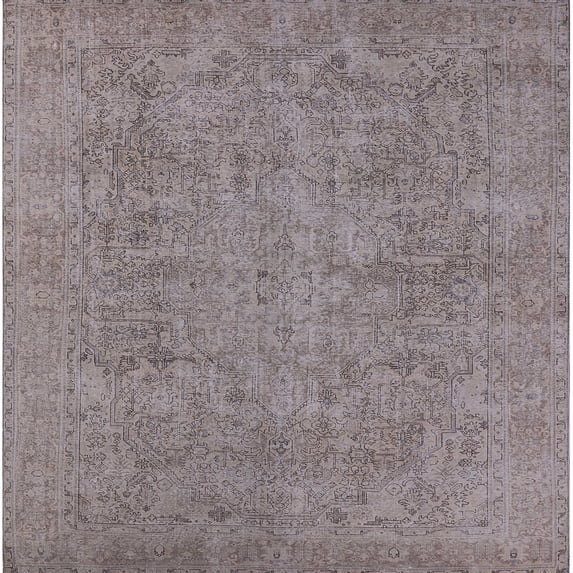 Ahgly Company Machine Washable Indoor Square Industrial Modern Mauve Taupe Purple Area Rugs, 6' Square