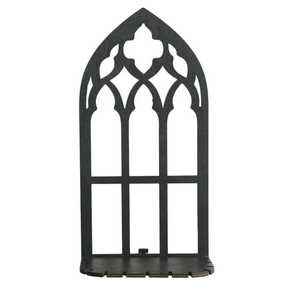 Necvior Black Floating Shelf Wood Hollowed Window Frame Wall Mount Hanging Shelves for Crystal Display Stand and Plant Decors