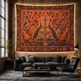 thumbnail image 6 of Peacocks at a Tiered Fountain in a Coral Garden, Serene Folk Art for Bird Lovers, Ornamental Garden Decor, Housewarming Gift, Tapestry Wall Hanging for Bedroom and Living Room, 6 of 7
