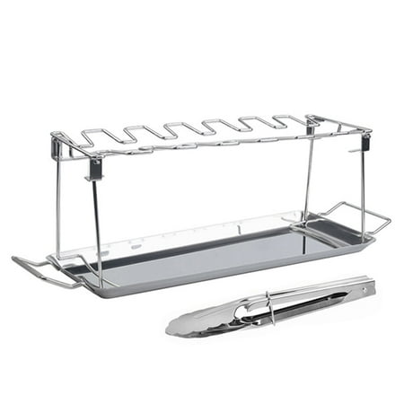 

Roasting Pan Kitchen Essentials for New Home Stainless Steel Chicken Wing Leg Rack Grill Holder with Drip Pan for Bbq