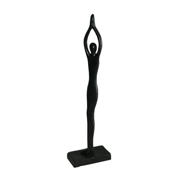 Nifao Black Aluminum Yoga Girl Statue Serenity in Tree Top Pose – Home Office Decor Sculpture, 6"L x 3"W x 20"H
