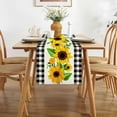 thumbnail image 3 of Linen White and Black Buffalo Plaid Check Sunflower Table Runner 72 Inches Long Spring Summer Fall Autumn Farmhouse Home Kitchen Table Decoration, 3 of 4