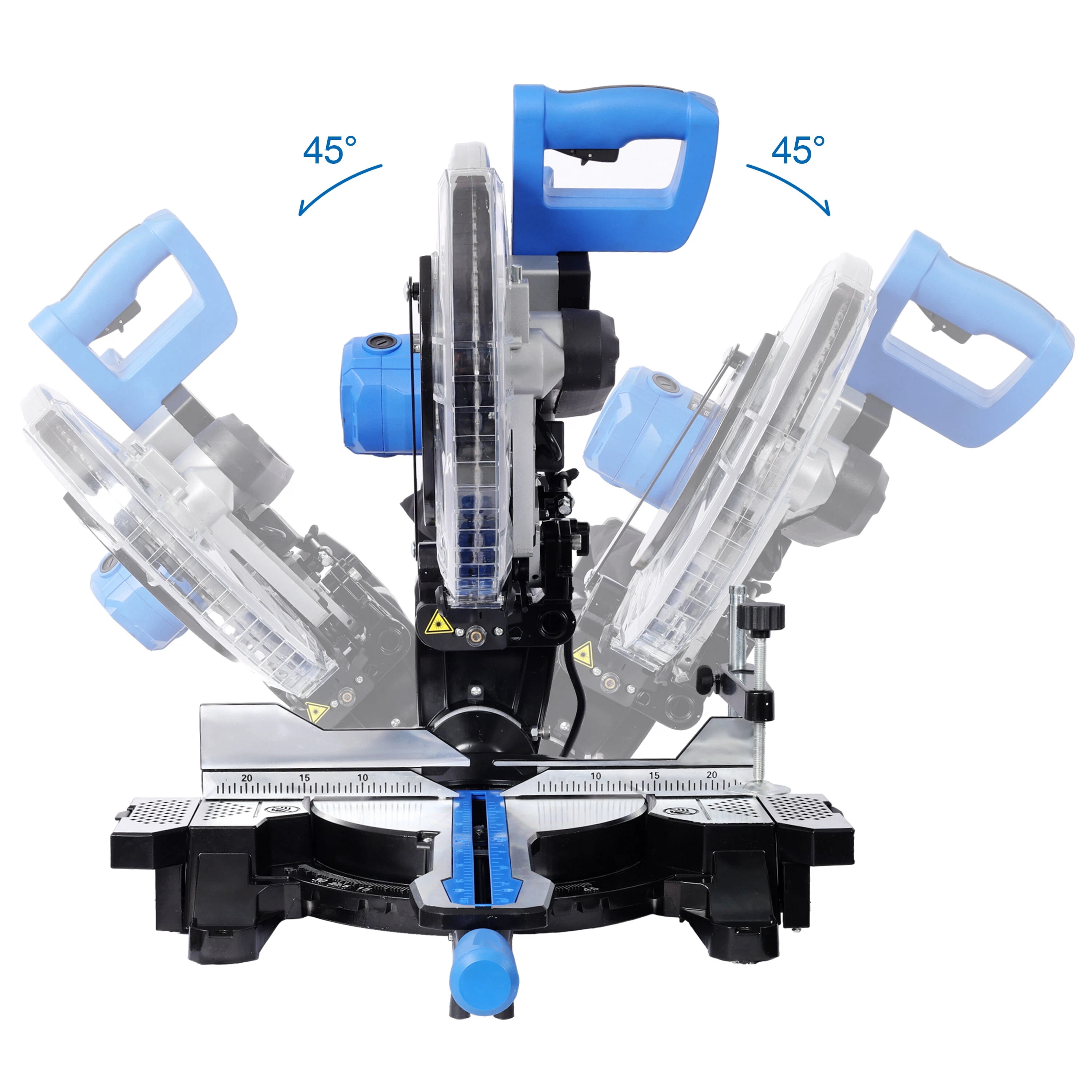 LuckyNote 12-Inch Dual Bevel Sliding Miter Saw with Laser Guide, 80T Blade, 15A Motor, 4.2"x13" Cutting Capacity Black+Blue