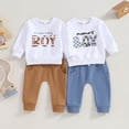 thumbnail image 7 of Okbabeha Toddler Baby Boys Fall Clothes Mamas Boy Crewneck Sweatshirt Solid Jogger Pants Set 2Pcs Winter Cute Outfits, 7 of 7