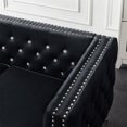thumbnail image 6 of 59.4" Loveseat Sofa, Modern Velvet Tufted Upholstered Accent Loveseat Sofa with 2 Pillows and Jeweled Buttons 2-Seater Sofa with Curved Backrest & Square Arm and Metal Legs for Living Room, Black, 6 of 7