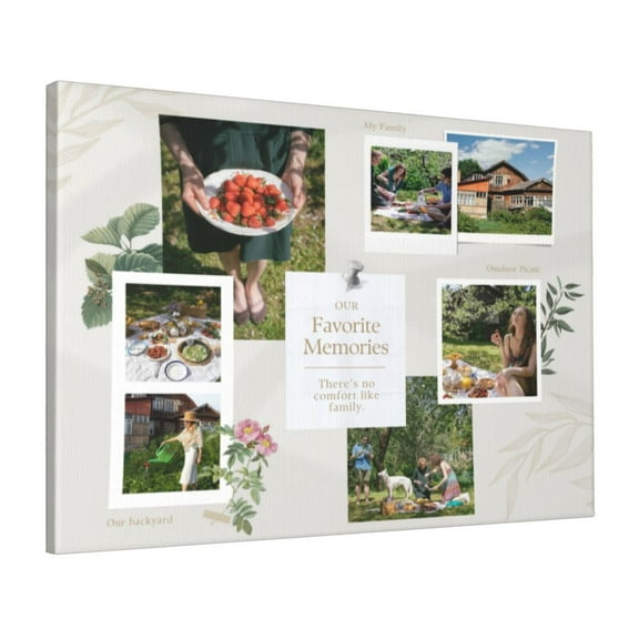 Custom Canvas Prints Beige And White Classic Memories Personalized Photo Image Collage DIY Framed Kit Wall Art Picture Room Decor 16x20 inch