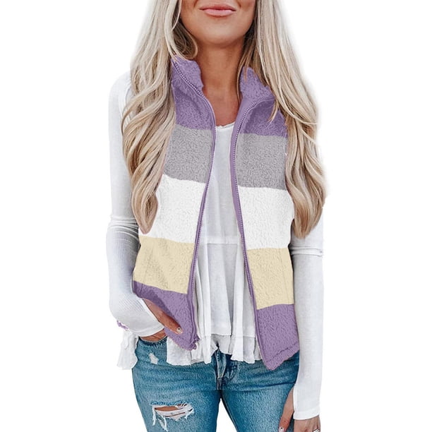 Puntoco Chaqueta para mujer Otoño Invierno Abrigo sin mangas Chaquetas cálidas con cremallera Ropa de abrigo con bolsillos Liquidación de Navidad Puntoco Puntoco-2349