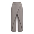 thumbnail image 4 of Utoimkio High Waist Wrap Front Capri Pants for Women Casual Single Button Overlay Cropped Trousers for Women with Side Hand Pockets, 4 of 7