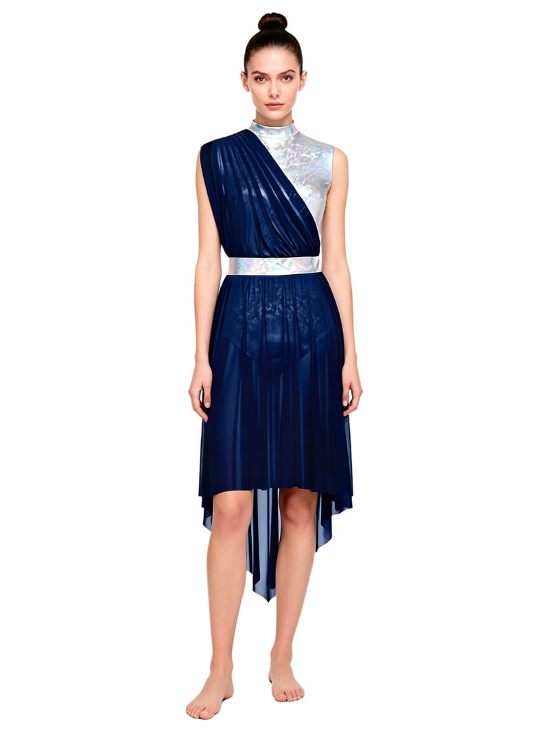 denim fit and flare dress Indigo Cotton V-Neck Midi 38