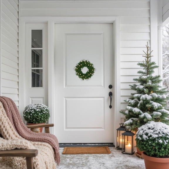 Northlight Pre-Lit Deluxe Windsor Pine Artificial Mini Christmas Wreath - 10" - Clear Lights