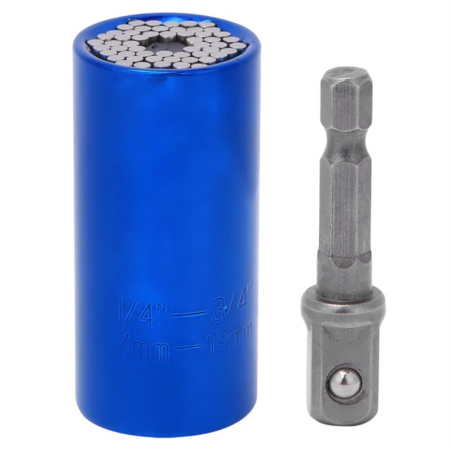 Dado universal de 1/4" a 3/4" y biela CR-V de 3/8" para la industria automotriz (azul)