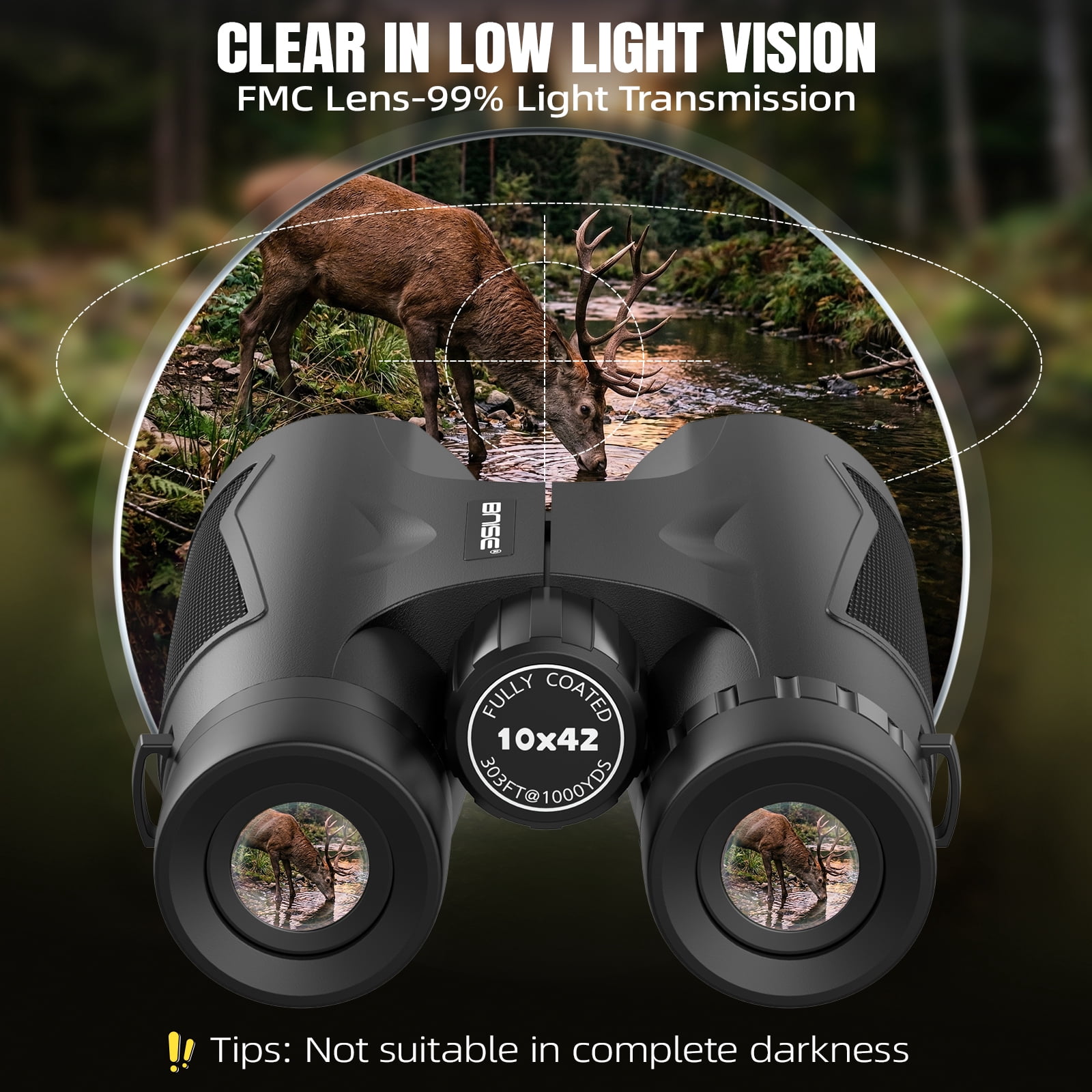 BNISE Binoculars for Adults , 10X42 HD Professional Binoculars with Low Light Vision Bak 4 Prism FMC Lens, Compact Waterproof for Bird Watching,Hunting,Hiking Outdoor Traveling