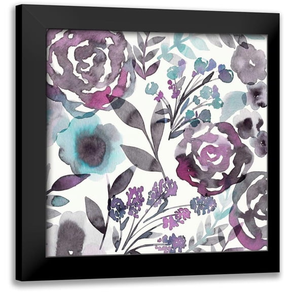 Kappa, Diane 12x12 Black Modern Framed Museum Art Print Titled - Blooming Plum Garden II