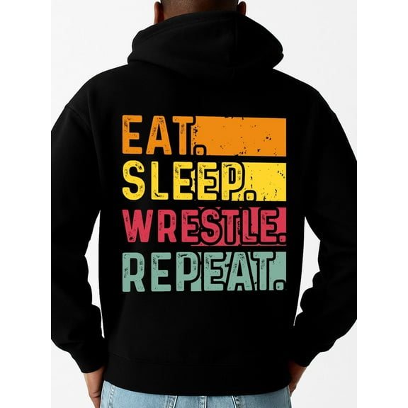 Sleep Wrestle Repeat funny hoodies men machine washable black Everyday Styling christian Fashion Unisex Shirt Graphic Tee tshirts