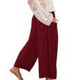 thumbnail image 5 of Summer Savings 2024! TAGOLD Womens Summer Pants,Women Cotton Linen Solid Casual Pant Loose Comfy Solid Drawstring Wide Leg Crop Trousers With Pockets, 5 of 5