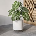 thumbnail image 2 of Raya White Mid-Century Modern Indoor Metal Pot Planter with 3-Leg Metal Base - 13" H x 10.25" W, 2 of 5