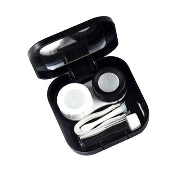 1 PC lentes contenedores mini viajes de lente simple caja de caja de caja contenedor para mujeres (negros)